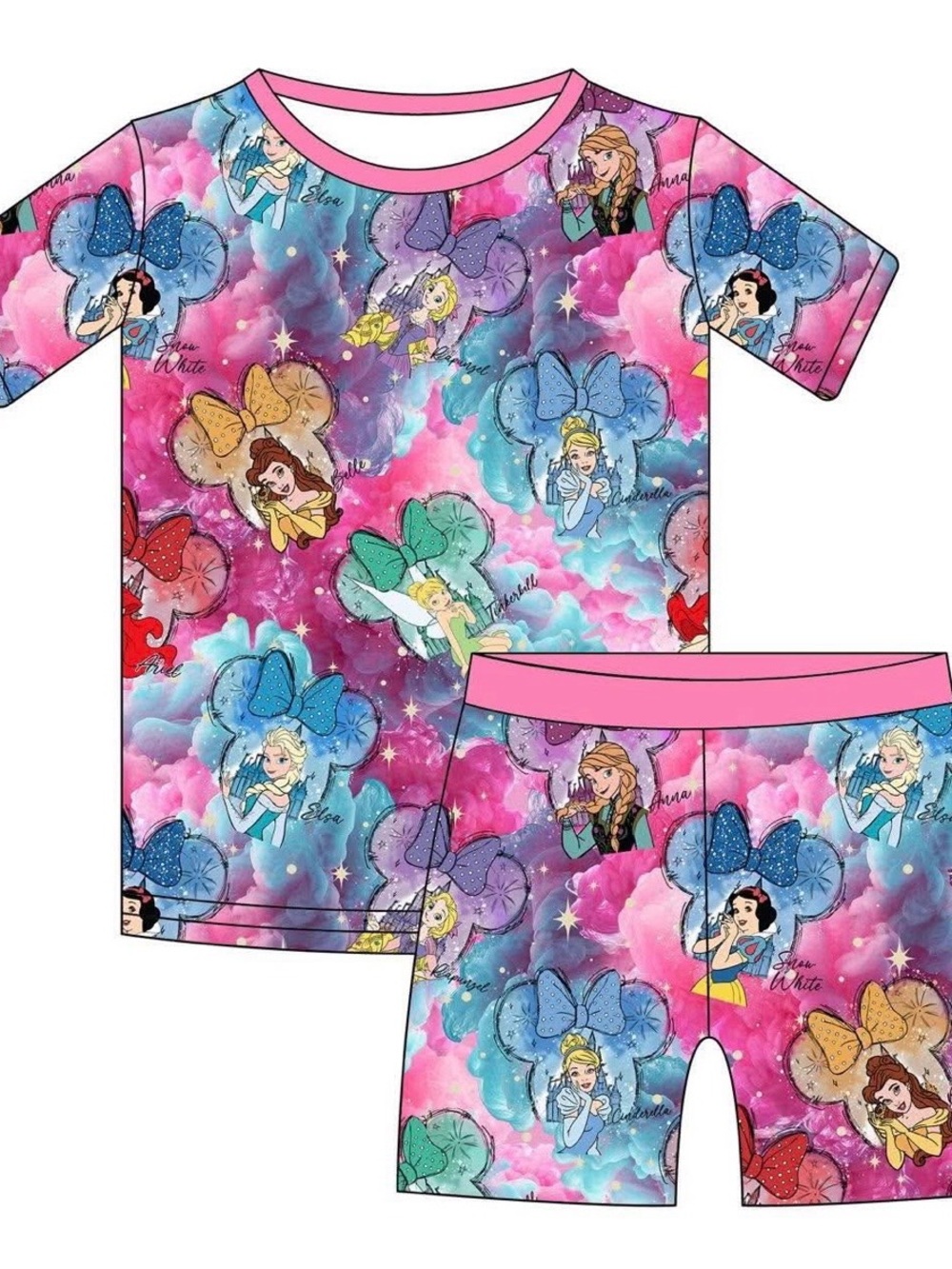 BAMBOO Pink Multicolor Disney Princess Short Set